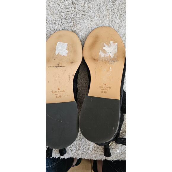 Kate Spade New York Black Suede Leather Saddle Boots Booties Size 8.5B - Picture 5 of 8